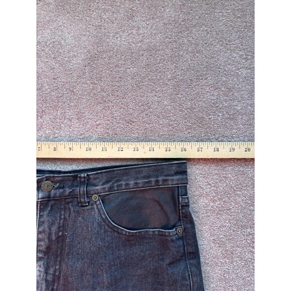 Vintage Guess 32x34 Georges Marciano Jeans Black Denim Leather Trim Yoke - Picture 10 of 11